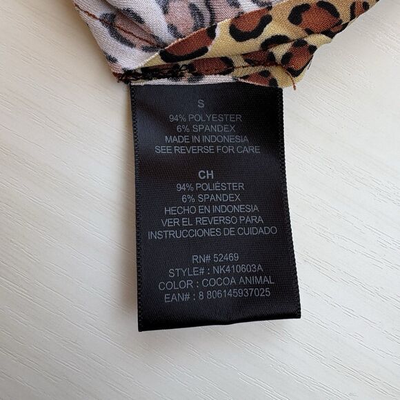 Norma Kamali Women Small Faux Wrap Dress Long Sleeve Side Drape Animal Print - Picture 11 of 14